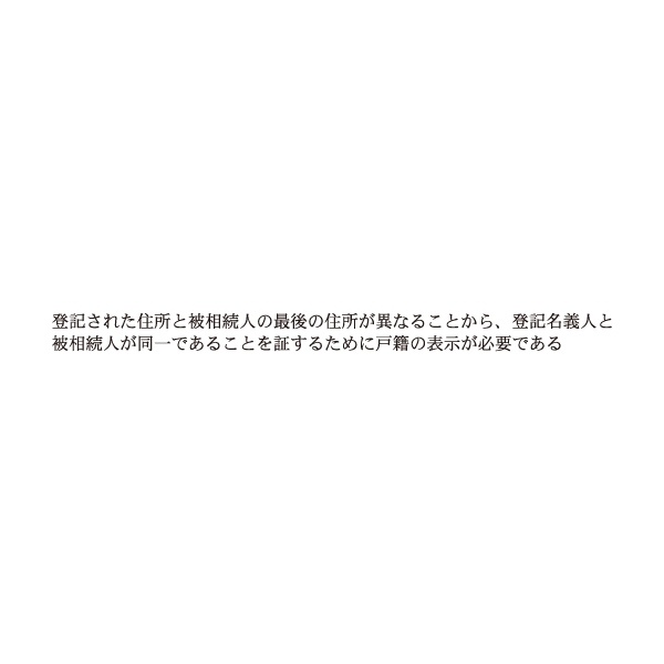【No.G280B】ゴム印　登記された住所と被相続人の最後の住所が異なることから、登記名義人と被相続人が同一であることを証するため～