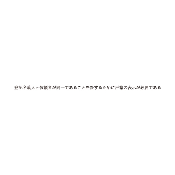 【No.G280C】ゴム印　登記名義人と依頼者が同一であることを証するために戸籍の表示が必要である